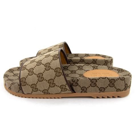 canvas Gucci slides women